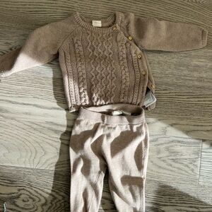 H&M Tan beige organic cotton sweater set 4-6 months